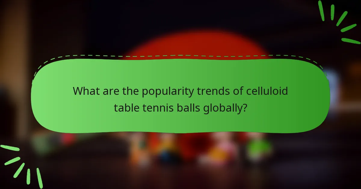 What are the popularity trends of celluloid table tennis balls globally?