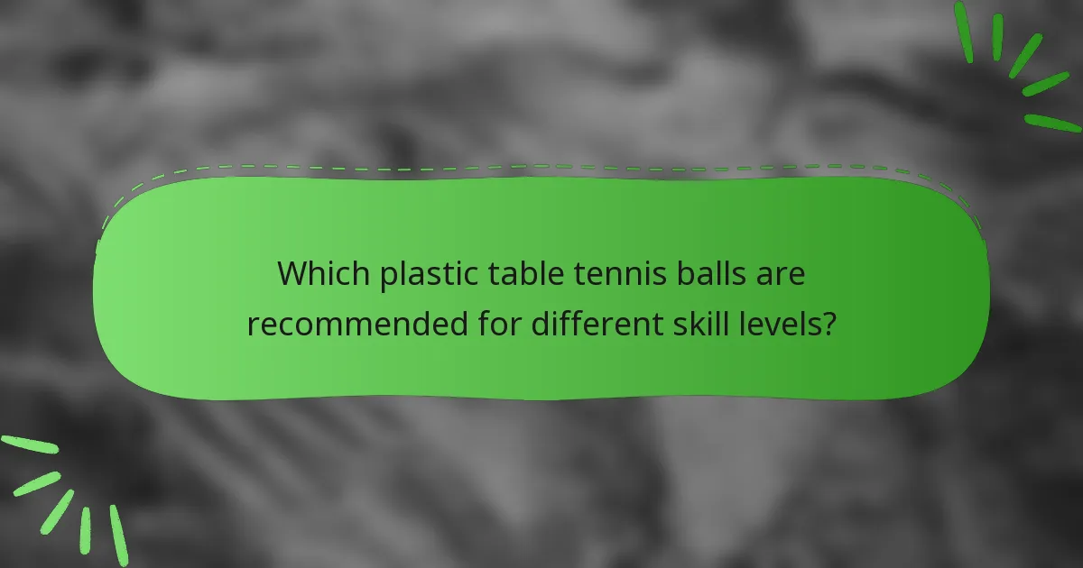 Which plastic table tennis balls are recommended for different skill levels?